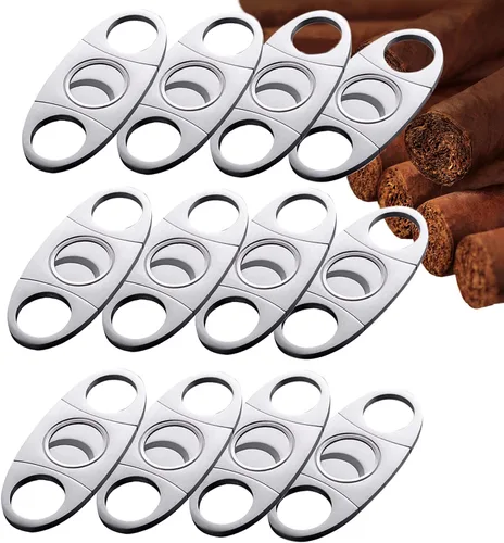 Vista 8 de Cortador de puros, guillotina de acero inoxidable liso para puros, hoja de doble corte, 1 paquete de accesorios exquisitos plateados para cigarros