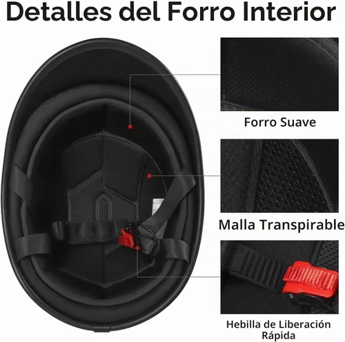 Vista 4 de CUTEY Casco de motocicleta, casco vintage, gorra polo abierta de media cáscara, unisex, certificado DOT