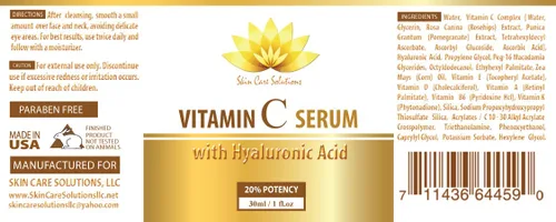 Vista 2 de Suero cara – Serum de vitamina C con Ácido Hialurónico – Reductor de Arrugas – 2 botellas