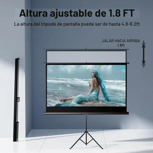 Vista 5 de Pantalla de Proyector para Exteriores con Trípode de Soporte, Pantalla de Proyector Portátil Desplegable para Interiores, Pantalla de Proyección