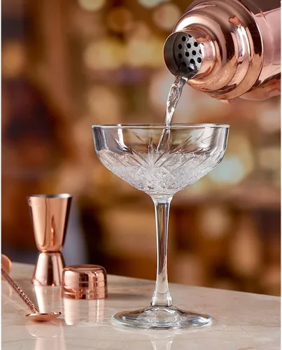 Vista 3 de HISTORY COMPANY Party of the Century Classic Cocktail & Champagne Coupe Glass - Inspirado en la bola blanca y negra de Truman Capote 1966, juego