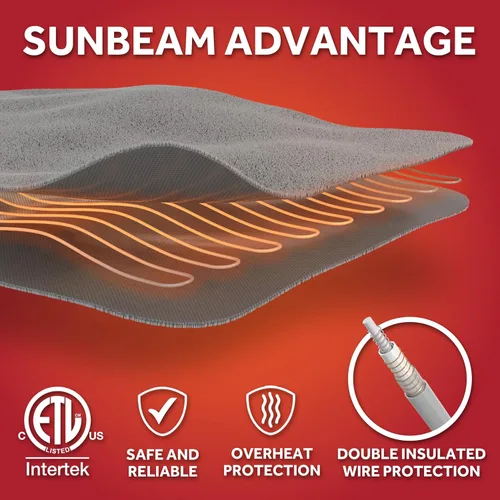 Vista 7 de Sunbeam Royal Luxe - Manta eléctrica térmica de microfelpa, 12 configuraciones de temperatura, apagado automático seleccionable de 12 horas