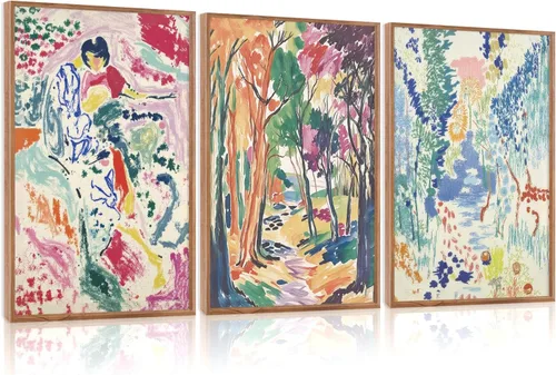 Vista 68 de CHDITB Juego de arte abstracto en lienzo enmarcado moderno para pared, ilustraciones contemporáneas para decoración del hogar, pintura de pared