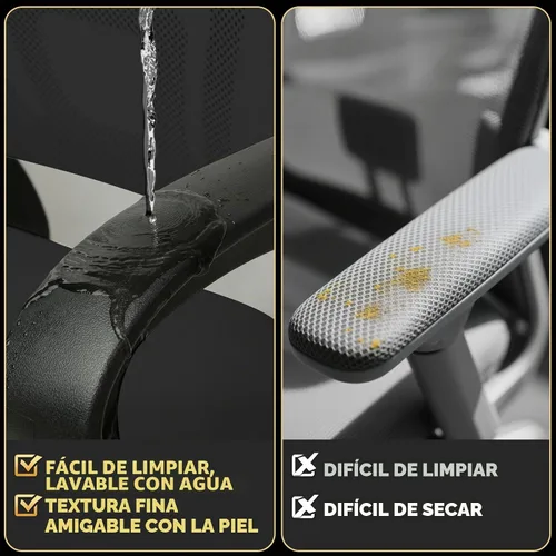 Vista 9 de Magshion Silla de oficina ergonómica, silla de escritorio de malla para Negro