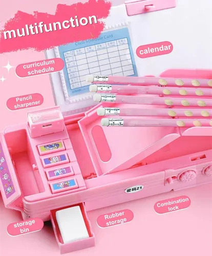 Vista 3 de Estuche multifunción desplegable para niños, estuche kawaii para bolígrafos bolsa, soporte para lápices para estudiantes de escuela, bonita caja