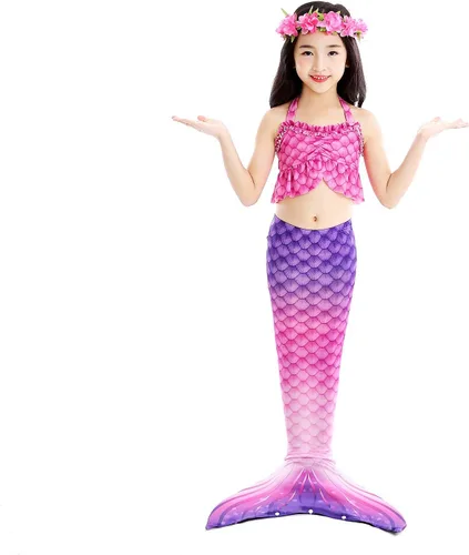 Vista 5 de Kakawayi traje de baño de 3 piezas, diseño de cola de sirena, para niñas