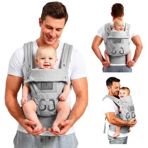 Vista 9 de Portabebés, portabebés para bebés con soporte lumbar (0-36M, 8-33 libras) con reposacabezas plegable y mosquetones para padres grandes y altos, Negro