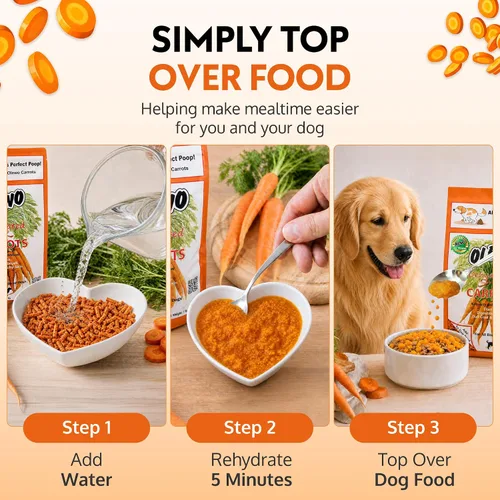Vista 2 de Deshidratado de Olewo zanahorias suplemento del alimento de perro, tamaño del ensayo, 1 libra Real-food digestive support. Whole-food alternative
