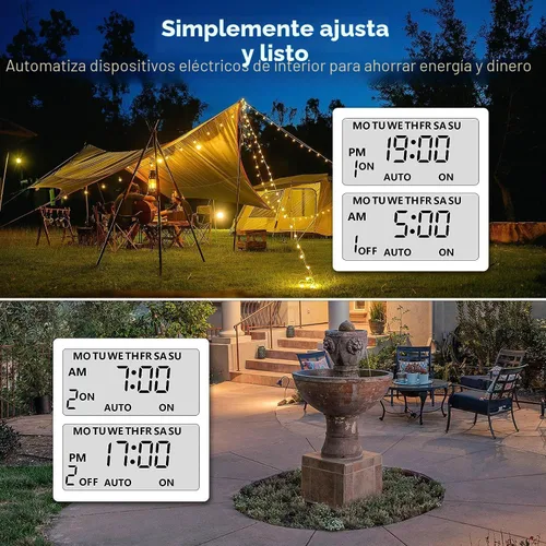 Vista 5 de BN-LINK Temporizador programable digital resistente para exteriores de 7 días BND/U78, 125VAC, 60Hz, doble salida, resistente a la intemperie