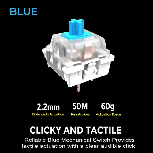 Vista 3 de Adesso AKB-670UB Teclado mecánico con tecla de acceso rápido AI Copilot - Interruptor azul, compatible con varios sistemas operativos