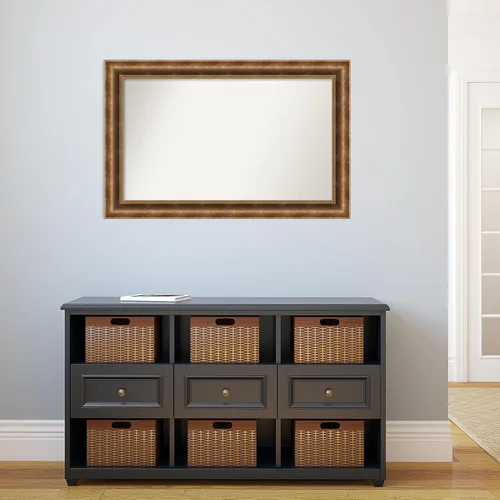 Vista 917 de Amanti Art Espejo de pared personalizado no biselado (25 x 25 pulgadas), marco de bronce acentuado, varios tamaños personalizados, espejo de baño