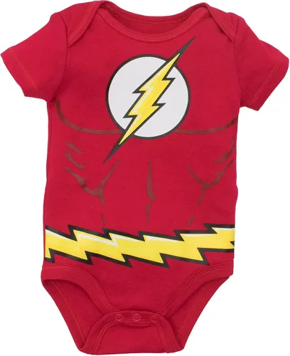 Vista 3 de DC Comics Justice League Batman Superman The Flash Baby 5 Pack Costume Bodysuits Newborn to Infant