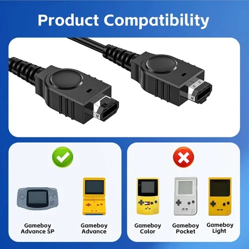 Vista 4 de Link Cable for GBA, 2 Player Link Cable Connect Cord Connection Line for Nintendo Gameboy Advance SPGameboy Advance, 3.9ft