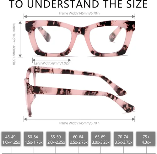 Vista 6 de Oprah - Lentes de lectura estilo Stylis con bloqueo de luz azul y bisagra de resorte para mujer
