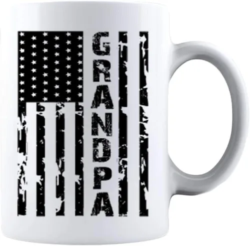 Vista 8 de Kropsis Taza de café de cerámica con diseño de bandera americana para familiares y amigos, color blanco