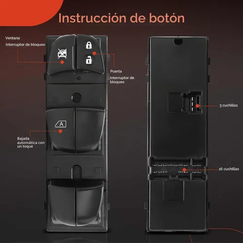 Vista 4 de A-Premium Interruptor de elevalunas maestro del lado del conductor compatible con Nissan Altima 2013-2018, Pathfinder Rogue Sentra Juke 2013-2020
