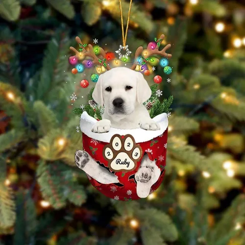 Vista 164 de Adornos personalizados de Pug cervatillo – Decoración personalizada para árbol de Navidad con patas de bolsillo de nieve