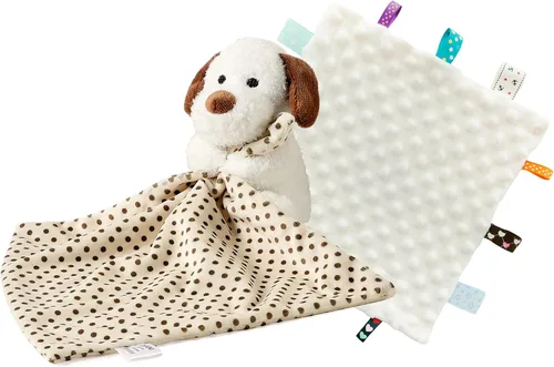 Vista 22 de CREVENT Manta de seguridad facial de animales de felpa suave para niños y niñas, gran regalo para cumpleaños, baby shower (perro azul + etiqueta)