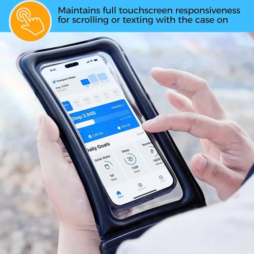 Vista 4 de ProCase Funda impermeable flotante para teléfono, funda impermeable para teléfono, bolsa flotante para teléfono celular, bolsa seca submarina
