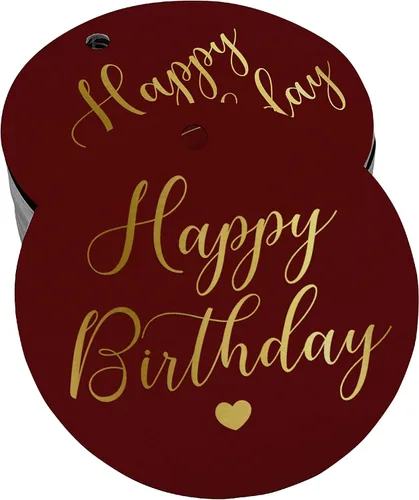 Vista 43 de Etiqueta de papel para colgar con texto en inglés «Happy Birthday» (50 unidades)