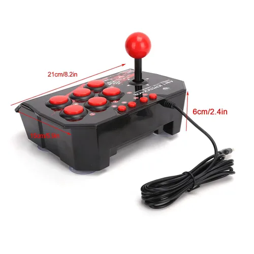 Vista 8 de Diyeeni Arcade Fight Stick Controller, 4 in 1 Wired Game Joystick for SwitchPS3PCAndroid TV, with Spherical Joystick and 6 Control Buttons, 3m9.8ft