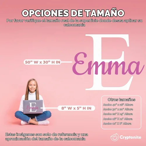 Vista 4 de CRYPTONITE Decoración de pared de vinilo personalizable con nombre e inicial, calcomanía de pared para bebé, niño y niña, calcomanías I para niños