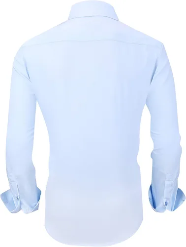 Vista 2 de Alex Vando - Camisa de vestir de bambú para hombre, elástica, de ajuste regular y libre de arrugas