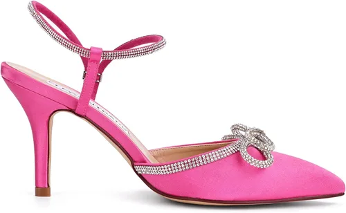 Vista 3 de ELEGANTPARK HC2302 Tacones para mujer con puntera puntiaguda y correa al tobillo, zapatos de vestir con lazo de diamantes de imitación, zapatos
