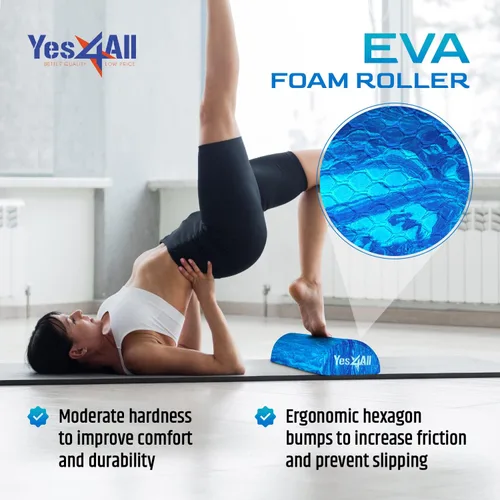 Vista 3 de Yes4All Rodillo de espuma firme de EVA para estiramiento, medio rodillo de espalda de yoga para masaje muscular para pilates, yoga, equilibrio