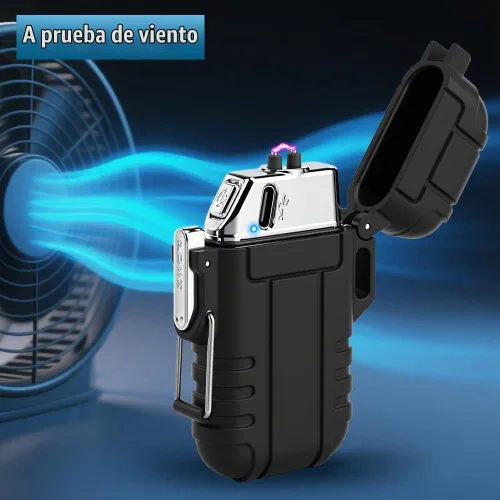 Vista 4 de LcFun Encendedor eléctrico USB C recargable de plasma resistente al viento, encendedores de arco sin llama, fósforos a prueba de agua para camping