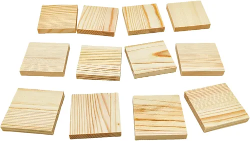 Vista 13 de 6 piezas de bloques cuadrados de madera sin terminar para manualidades, tablas de madera de pino en blanco de 15x15x1 centímetros, para tallado