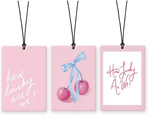 Vista 9 de Lacama Ambientador cristiano para automóvil, 3 piezas, lazo rosa y negro, coqueta con versículo bíblico cristiano, ambientador para mujeres y niñas