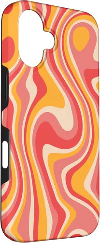 Vista 3 de Funda psicodélica para iPhone 16 Retro Groovy Liquid Swirl Hippie 70's 80's