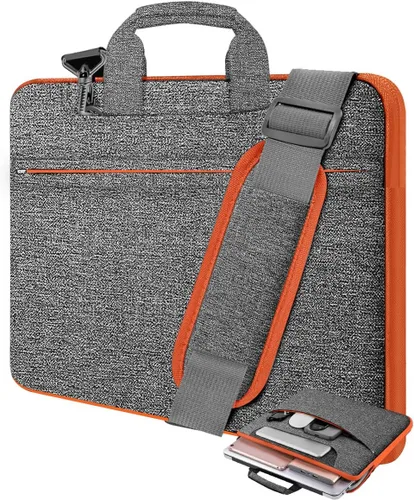 Vista 24 de Funda para laptop de 13.3 pulgadas con correa para el hombro, maletín delgado para computadora con correa compatible con MacBook Air/Pro 13/Pro 14