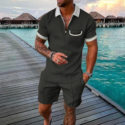 Vista 2 de Traje de verano para hombre casual chándal para hombre 3D manga corta traje pantalones cortos playa tropical hawaiano SS cuerpo hombre loco
