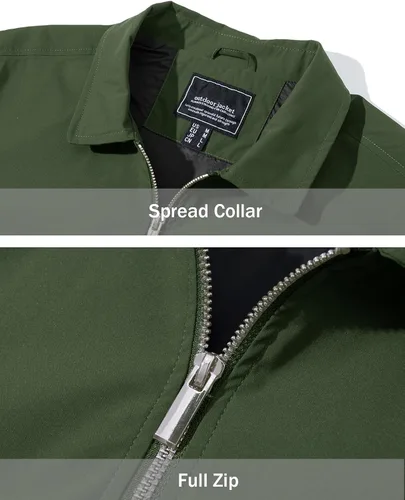 Vista 5 de EKLENTSON Chamarras ligeras para hombre, con cremallera completa, cuello de golf, cortavientos, con bolsillos con cremallera