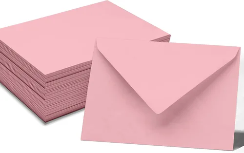 Vista 2 de Darling Souvenir Sobres de invitación color rosa bebé A7 (5 1/4 x 7 1/4) Euro V-Flap 80 libras autoadhesivos ideales para invitaciones, tarjetas