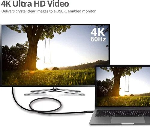 Vista 5 de SIIG Cable USB 3.1 Tipo-C Gen 2 4K60Hz 60W PD 10Gbps velocidad de transferencia, puerto Thunderbolt 3 certificado USB-IF compatible con MacBook Pro
