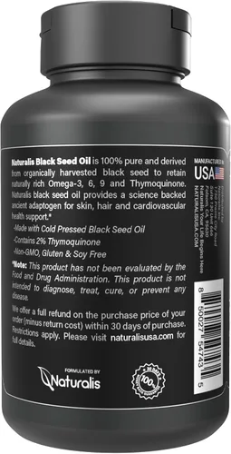 Vista 3 de Naturalis Aceite de semilla negra 1000 mg 120 cápsulas blandas 2% timoquinona natural