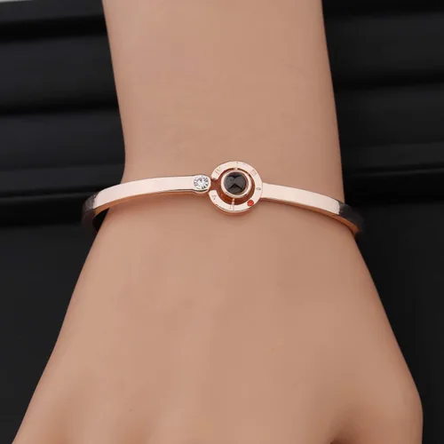 Vista 6 de MYOSPARK Pulsera con texto en inglés "I Love You" en 100 idiomas con texto en inglés "The Memory of Love", regalo para pareja, familia, mejores