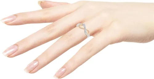Vista 5 de KATARINA Anillo de diamantes infinito en forma de corazón en plata de ley en dos tonos (120 cttw, J-K, I1-I2)