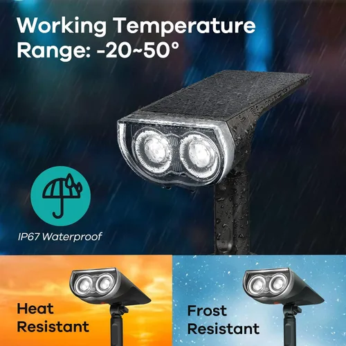 Vista 3 de Consciot Focos solares para exteriores, IP67 impermeable 2 en 1, luces solares de día, luces decorativas de Navidad duraderas para jardín, patio
