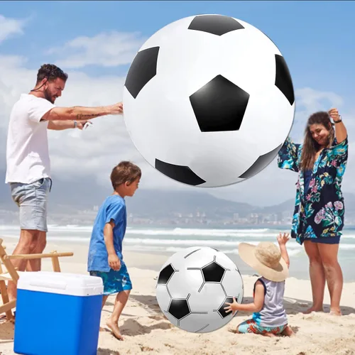 Vista 4 de Pelota de fútbol inflable gigante de 27 pulgadas, pelotas de playa grandes a granel, juguetes de piscina, juguetes de playa, decoración de fiesta