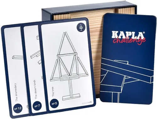 Vista 4 de KAPLA Challenge - Juego de construcción de madera, 16 tablones de construcción y 12 cartas de desafío