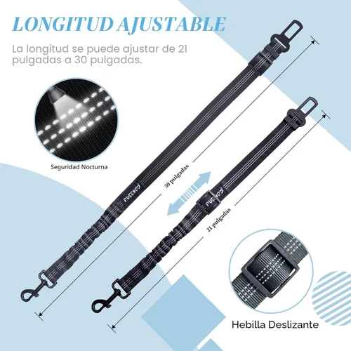 Vista 3 de 2 paquetes de cinturón de seguridad para perro ajustable para coche, cinturones de seguridad de nailon para vehículo, cinturón de seguridad