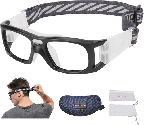 Vista 17 de Gafas deportivas – Gafas protectoras de baloncesto con lente extraíble y correa ajustable para gafas