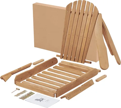 Vista 7 de Juego de 2 sillas Adirondack plegables de madera maciza de madera para jardín, césped, patio trasero (color marrón claro)