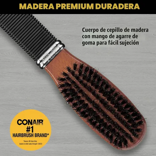 Vista 2 de Conair Cepillo de cerdas de jabalí multiusos - Cepillo para el cabello - Cepillo para el cabello para hombres y mujeres - Marrón