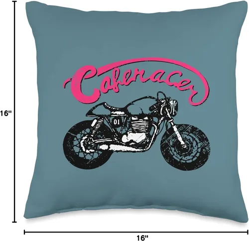 Vista 4 de American Cafe Racer Motorcycle Apparel and Merch Cafe Racer Biker - Cojín de 16 x 16 pulgadas, multicolor