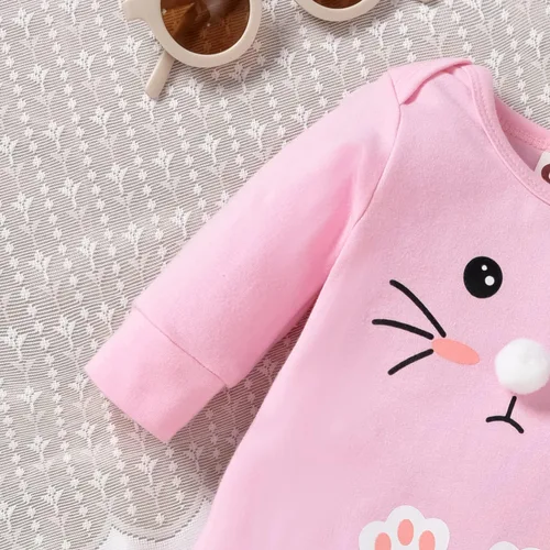 Vista 6 de Aalizzwell Mameluco de Pascua para bebés y niñas con sombrero de oreja de conejo